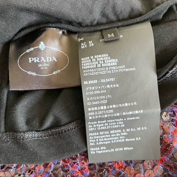 Prada | Red and Blue Plaid Sequin Short Sleeve Crew Neck Top - Picture 7 of 7